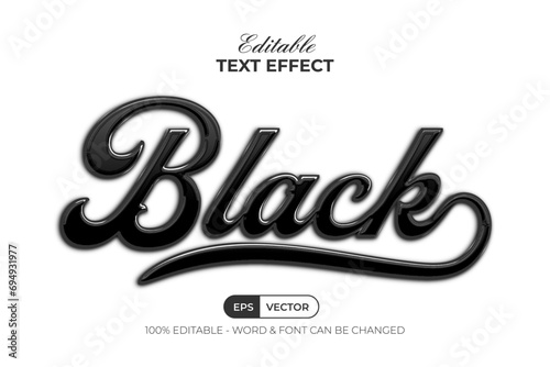 Black Text Effect Shiny Style. Editable Text Effect.