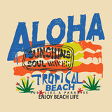Vintage retro Summer sunshine tropical beach print design, Aloha Typography text print design for graffiti vibes, summer t-shirt or sweatshirt vector graphic