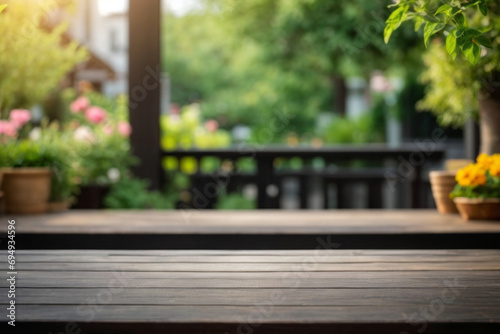 Wood table on blur of cafe, coffee shop, bar or restaurant background - can used for display or montage your products