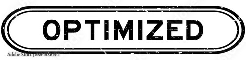 Grunge black optimized word rubber seal stamp on white background