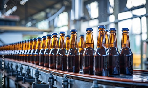 A Line of Bottles on a Conveyor Belt