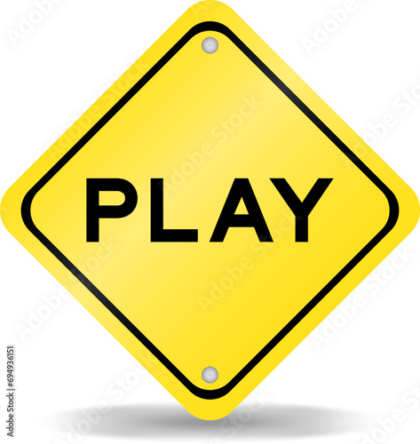 Yellow color transportation sign with word play on white background