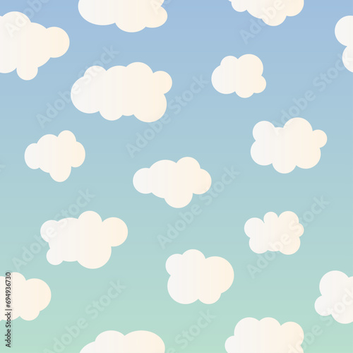 Seamless clouds on blue background. Floating clouds. Sky pattern for web site, label, banner, backdrop and wallpaper. Vector illustration. 