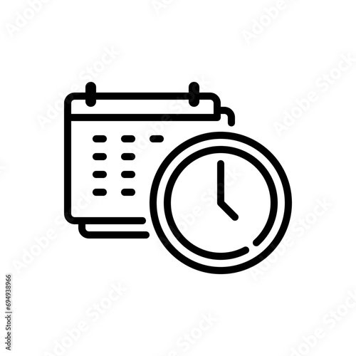 Date and time icon in simple line style