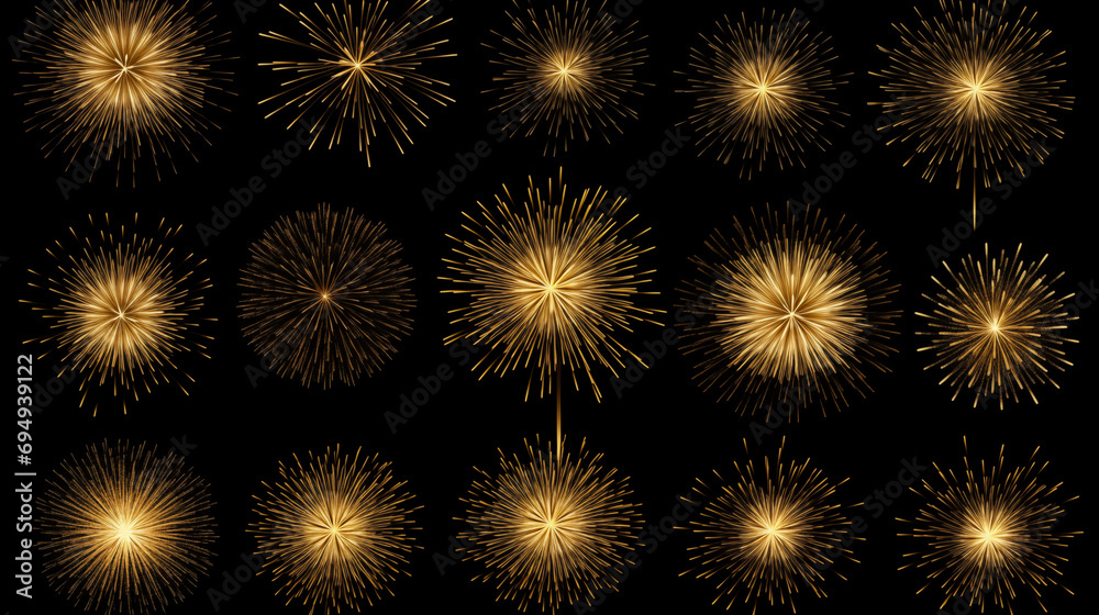 Naklejka premium Collection Set Amazing Beautiful firework isolated