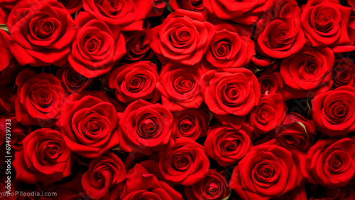 beautiful red roses for valentine day, close up