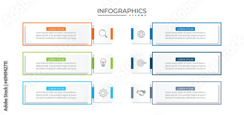 Timeline infographic design element and number options. Business concept with 6 steps. photo