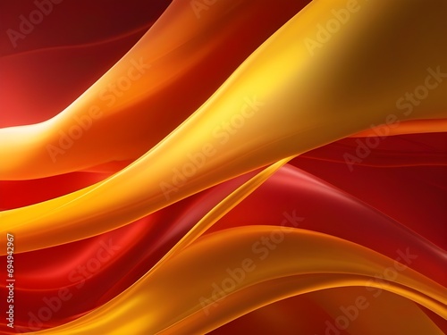 Abstract background of smooth flowing silk with soft wave of red and yellow colors