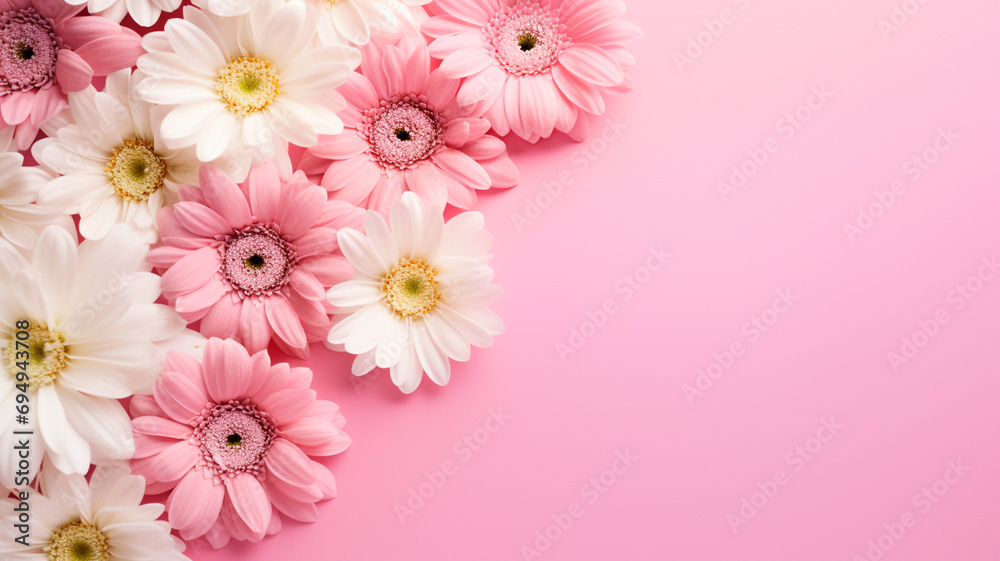 beautiful flowers on color background