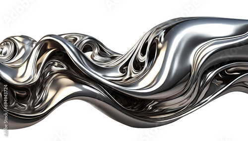 Liquid metal isolated on white. Chrome metallic fluid cut out.