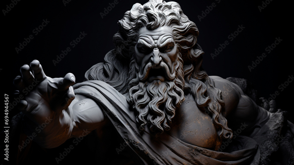 statue of the naked greek god of the god, isolated on black. statue of the naked greek god of the god, isolated on black.