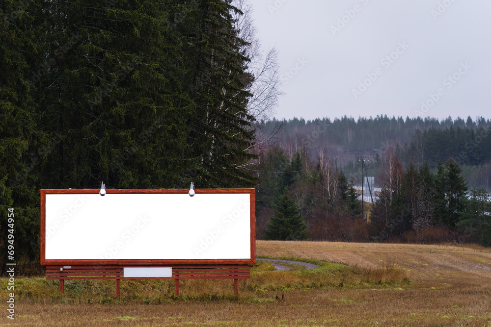 Fotografie Empty white roadside billboard in Finland.