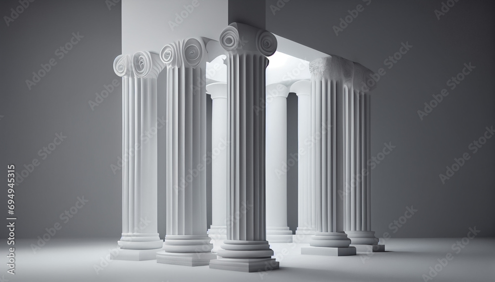 The beautiful white pillars concept, clean and minimalist background, Ai generated image The beautiful white pillars concept, clean and minimalist background, Ai generated image