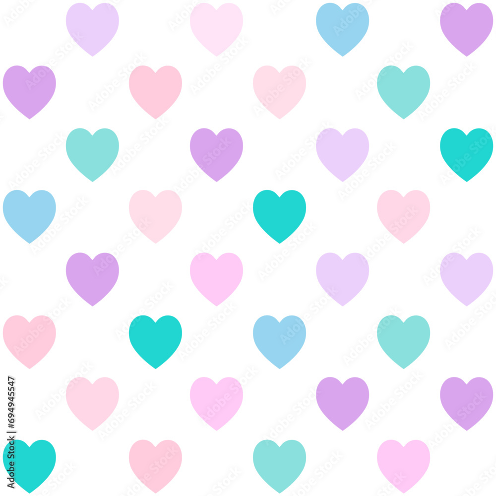 Romantic Heart shape seamless pattern, white background