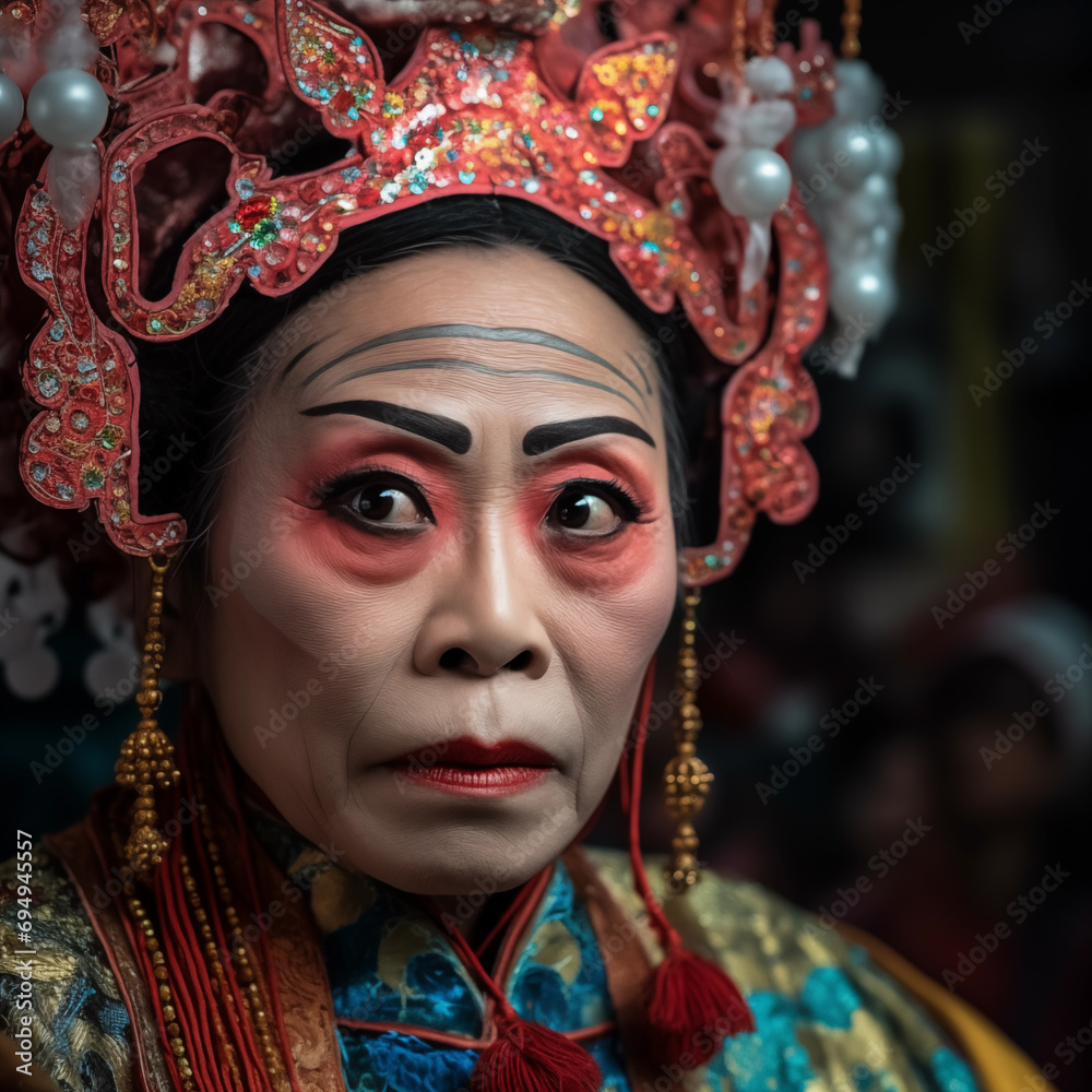 1:1 Portrait colorful face of Chinese opera on Chinese New Year.