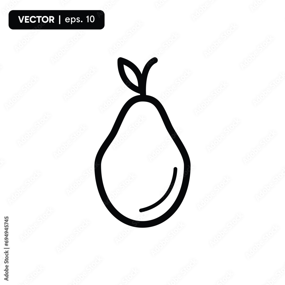 pear outline fruit icon, fresh fruit icon. vector eps 10 pear outline fruit icon, fresh fruit icon. vector eps 10