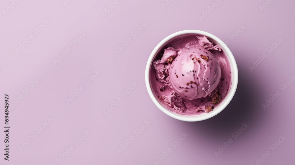 realistic top view ice cream in a creamic bowl - obrazy, fototapety, plakaty 