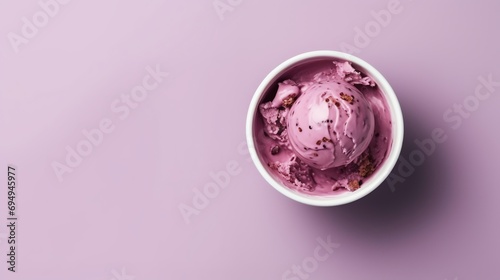 realistic top view ice cream in a creamic bowl