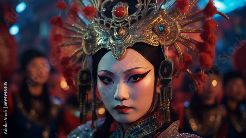 16:9 or 9:16 Portrait colorful face of Chinese opera on Chinese New Year photo
