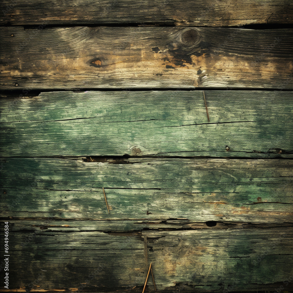 Obraz premium old wooden sign background splintered wood with a green tint antique created with Generative Ai
