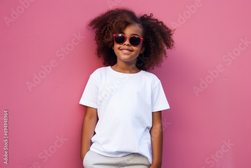 African american child wearing white t-shirt photo