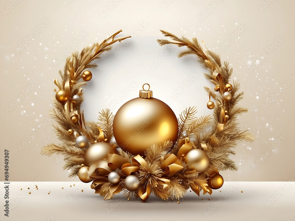 Fototapeta premium Marry Christmas with golden color ball. 