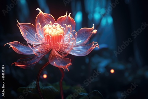 Glowing flower wallpaper, lose up of flower Ai generated © Tanu