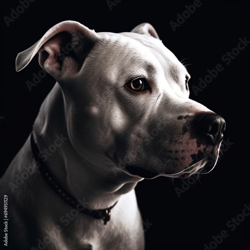 a pitbull dog, soft white light, ultra realistic, face shot created with Generative Ai photo