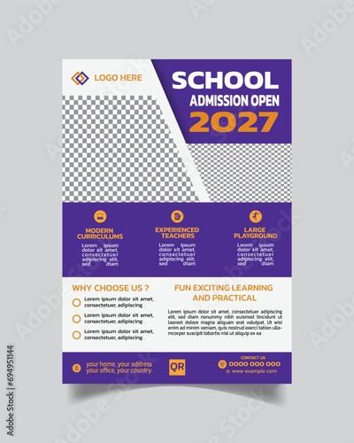  Kids School Admission Open Flyer Template and Pre-School Admission Advertisement Leaflet A4