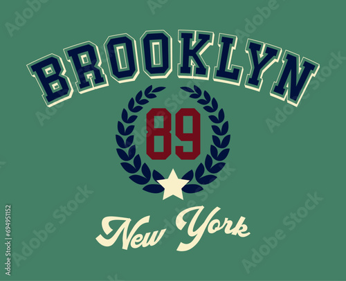 Typography college varsity Brooklyn state New York City slogan print with Rugby for graphic t-shirt or sweatshirt