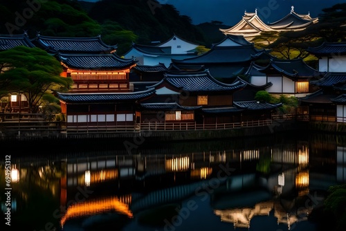 light-up night view of kurashiki bikan historical quarter, japan, okayama prefecture, kurashiki