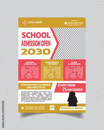 Children's Admission Open Flyer Template and School Admission Leaflet Design A4