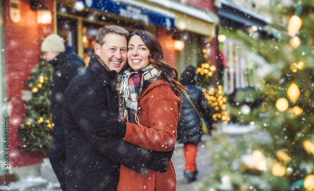 couple having fun together outdoor on frosty day couple having fun together outdoor on frosty day