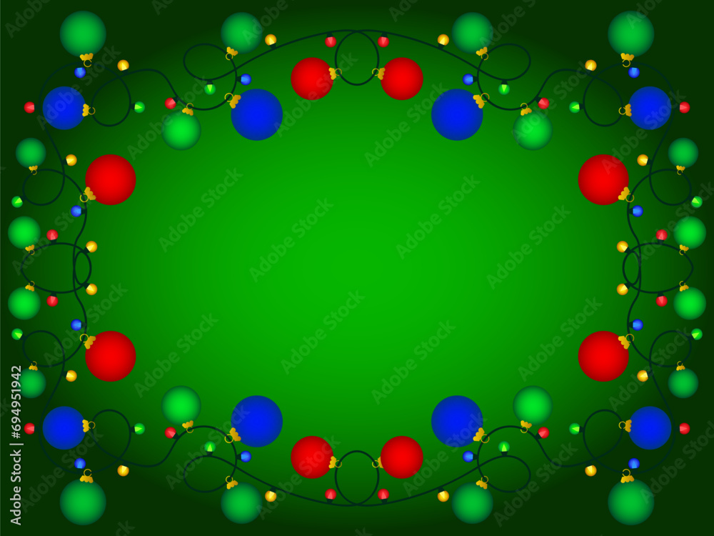 Christmas light frame. Festive frame with Christmas glowing garland and place for text. LED Christmas tree lights. Xmas design for invitation and greeting card. Vector illustration Christmas light frame. Festive frame with Christmas glowing garland and place for text. LED Christmas tree lights. Xmas design for invitation and greeting card. Vector illustration