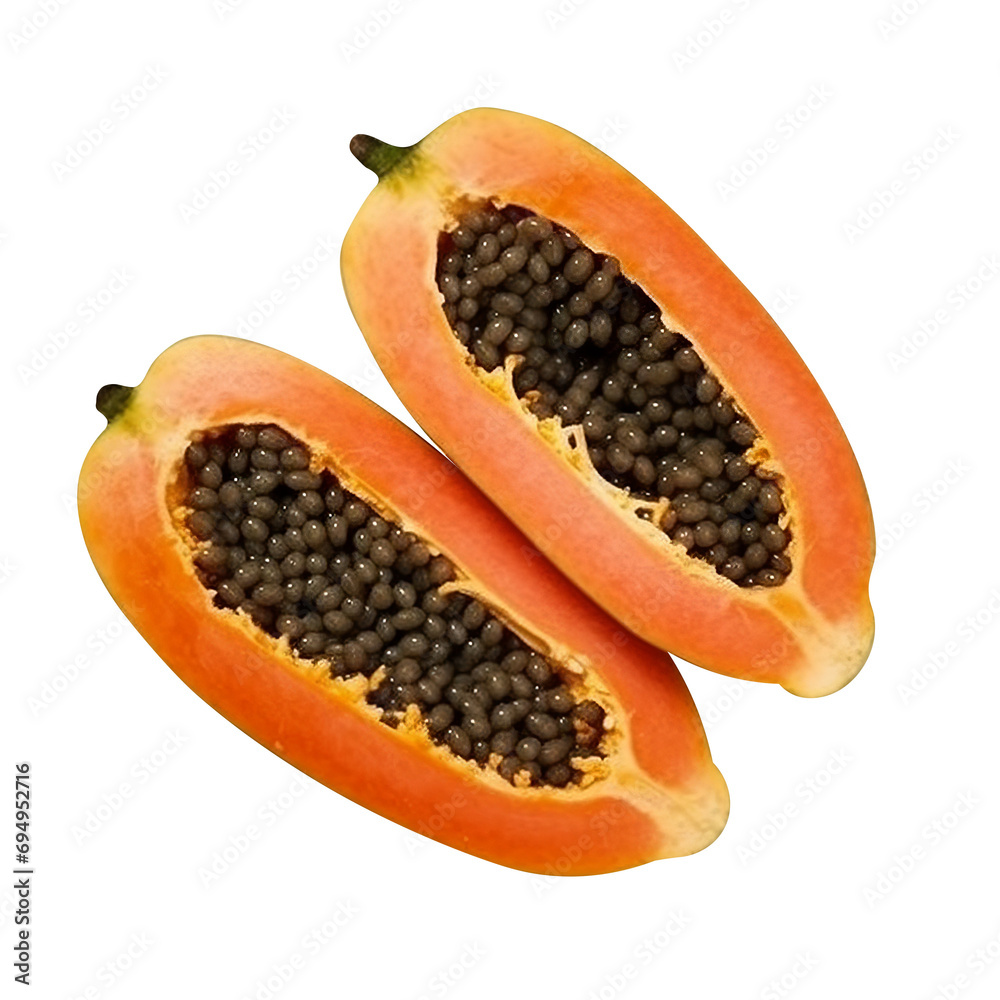 Fresh Pair of Papaya Isolated On transparent Background 