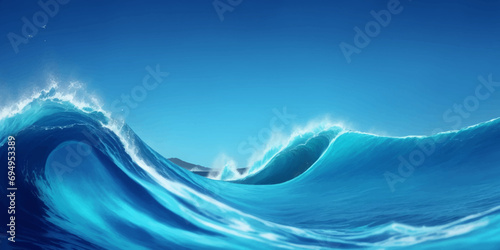 Blue ocean wave background. Blue and white water ocean background.