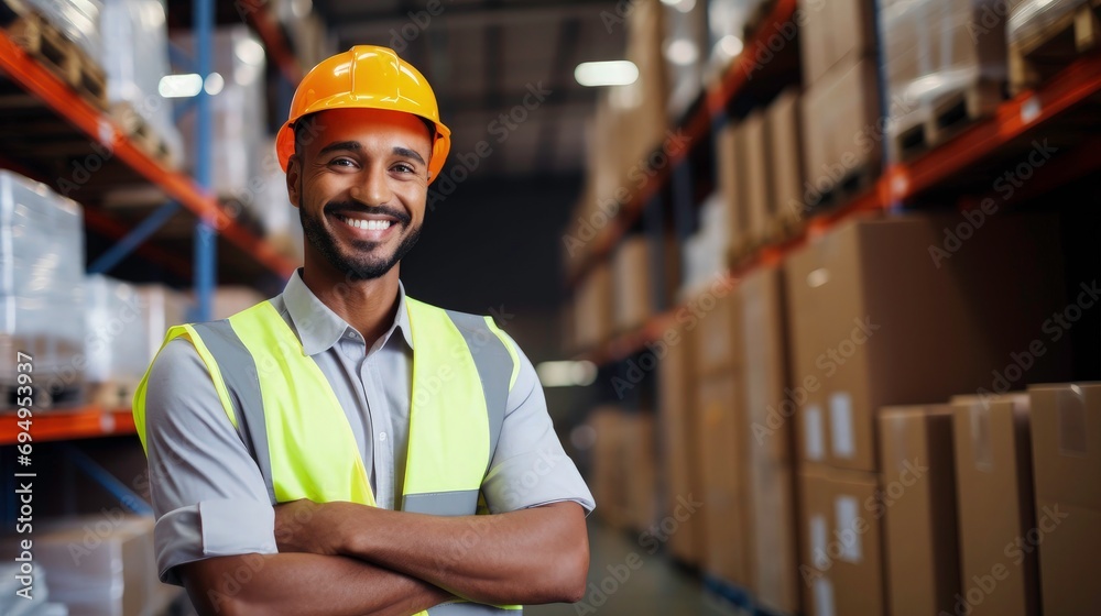 Portrait of a Handsome and Happy Professional Worker Wearing Safety Vest and Hard Hat Smiling Portrait of a Handsome and Happy Professional Worker Wearing Safety Vest and Hard Hat Smiling