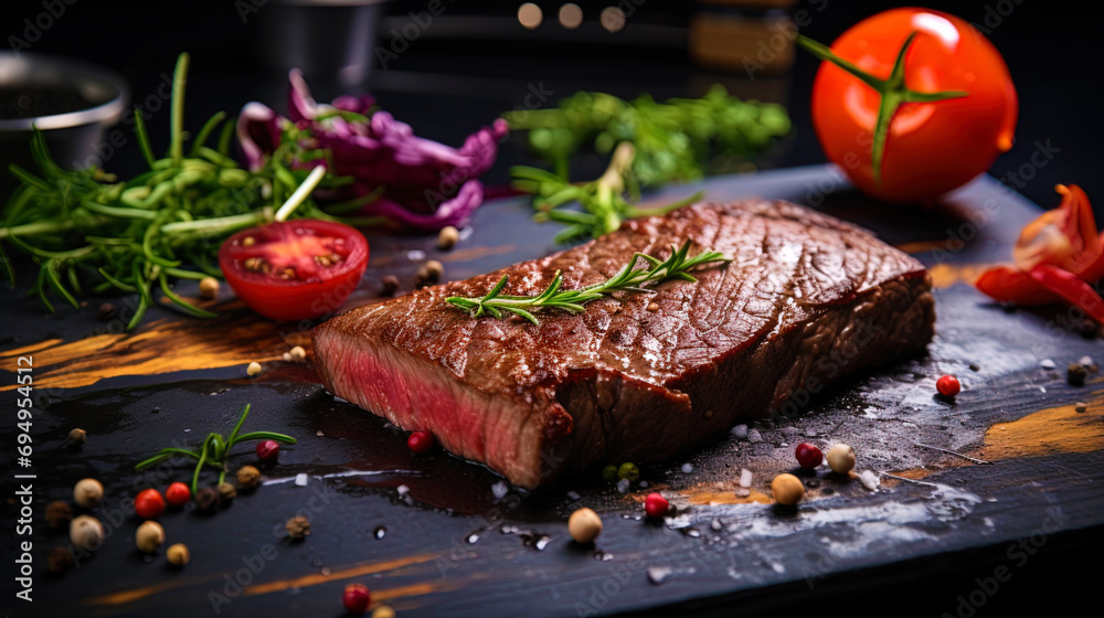Steel fresh meat with an appetizing crust Steel fresh meat with an appetizing crust