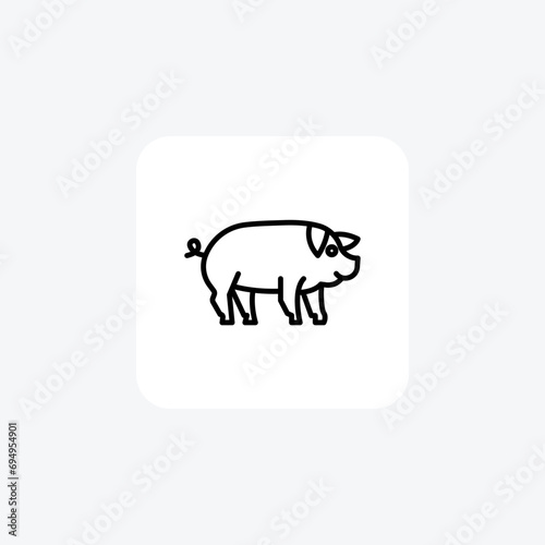 Pig vector line icon, outline icon, pixel perfect icon