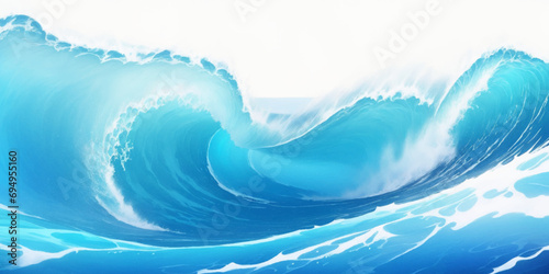 Abstract blue and white water ocean wave and curved line background. Blue wave with liquid fluid ocean texture. Ocean wave banner background.