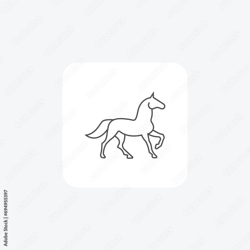Fototapeta premium Horse thin line vector icon, outline icon, pixel perfect icon