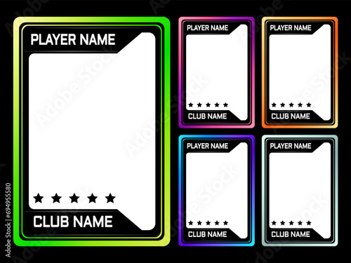 Card border game with solid color background, for soccer players, hockey players and game characters