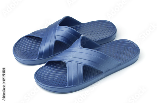 Pair of blue EVA slide sandals