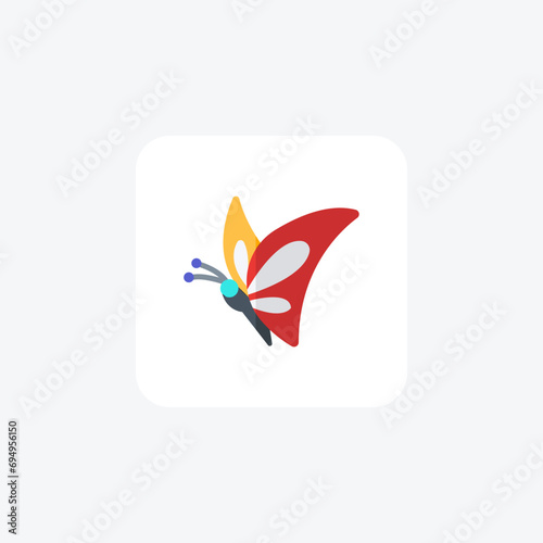 Butterfly flat color vector icon, pixel perfect icon