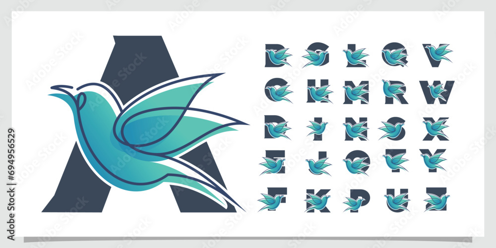 Set letter logo design simple concept Premium Vector - obrazy, fototapety, plakaty 
