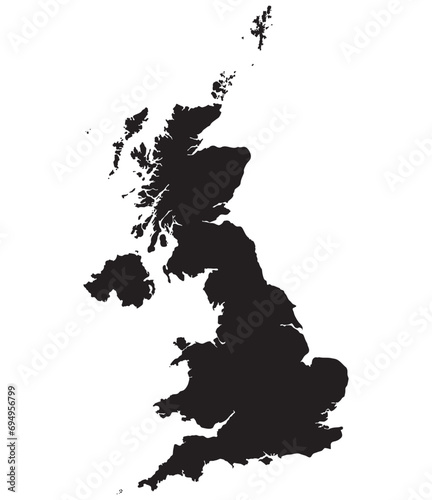 United Kingdom Regions map. Map of United Kingdom in black color photo