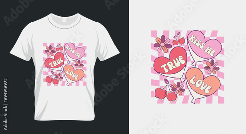 Kiss me true love Retro Valentines PNG Sublimation