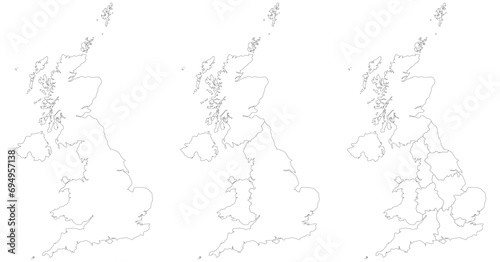 United Kingdom Regions map. Map of United Kingdom in set