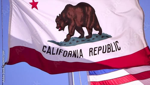 California flag blowing in the wind