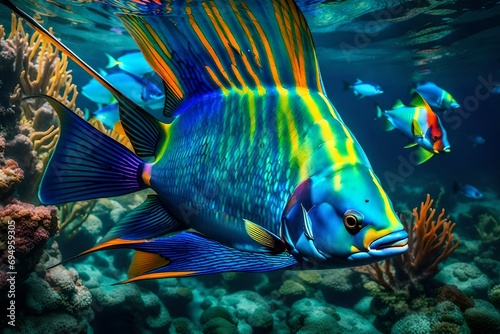 Prismfin Cascadefish is known for its mesmerizing  iridescent scales that reflect all the colors of the rainbow. It inhabits the crystal-clear waters of hidden mountain waterfalls.